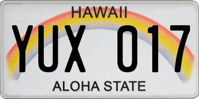 HI license plate YUX017
