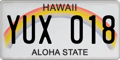 HI license plate YUX018