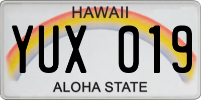 HI license plate YUX019