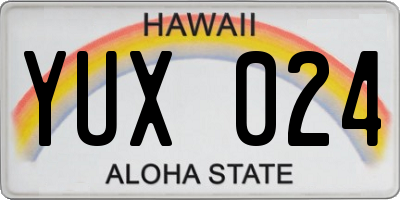 HI license plate YUX024