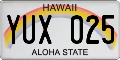 HI license plate YUX025