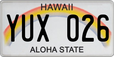 HI license plate YUX026