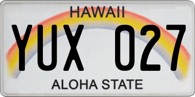 HI license plate YUX027