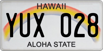 HI license plate YUX028