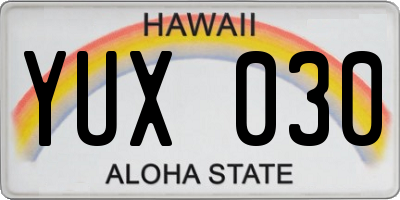 HI license plate YUX030
