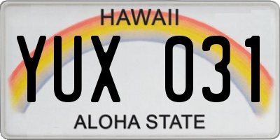 HI license plate YUX031