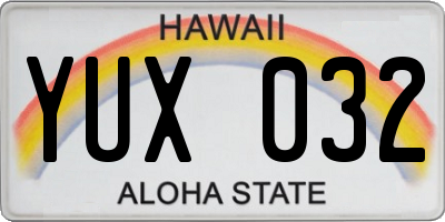 HI license plate YUX032