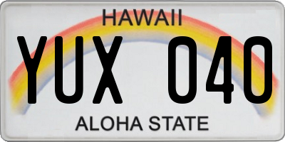 HI license plate YUX040
