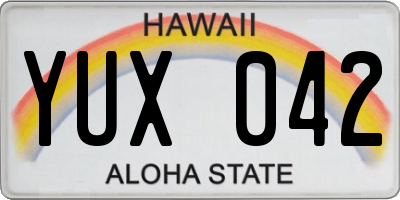 HI license plate YUX042