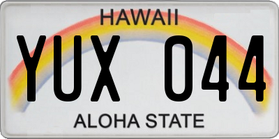 HI license plate YUX044