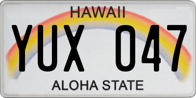 HI license plate YUX047
