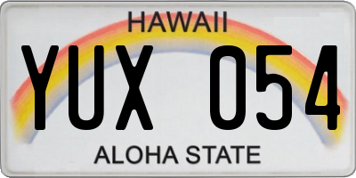 HI license plate YUX054