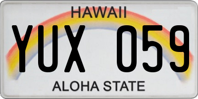 HI license plate YUX059