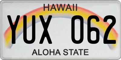 HI license plate YUX062