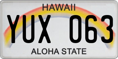 HI license plate YUX063