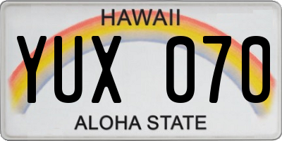 HI license plate YUX070