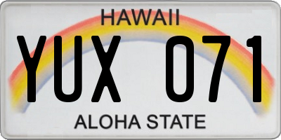 HI license plate YUX071