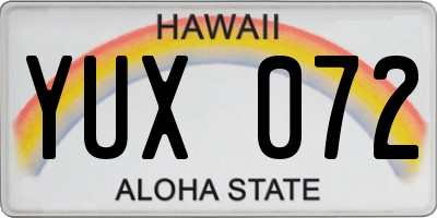 HI license plate YUX072