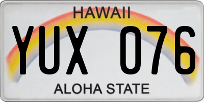 HI license plate YUX076