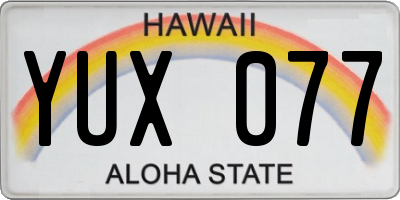 HI license plate YUX077