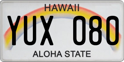 HI license plate YUX080
