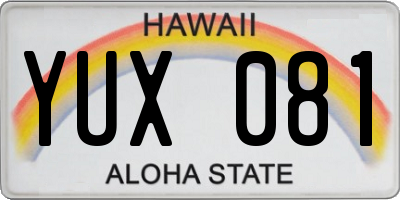 HI license plate YUX081
