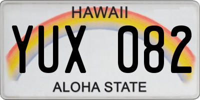 HI license plate YUX082