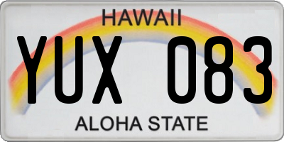 HI license plate YUX083