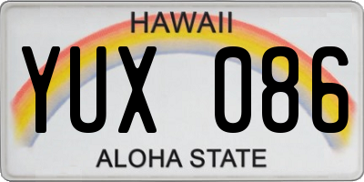 HI license plate YUX086