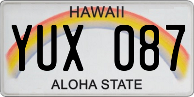 HI license plate YUX087