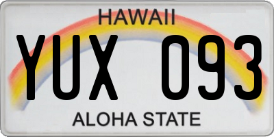 HI license plate YUX093
