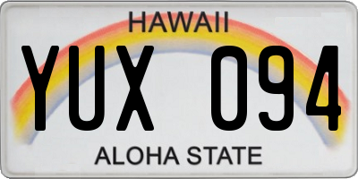 HI license plate YUX094