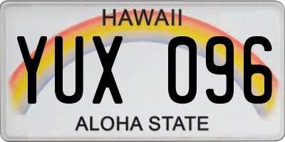 HI license plate YUX096
