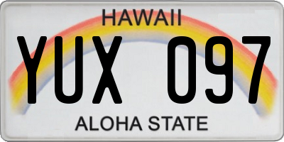 HI license plate YUX097