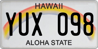 HI license plate YUX098