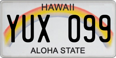 HI license plate YUX099
