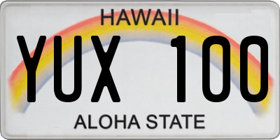HI license plate YUX100