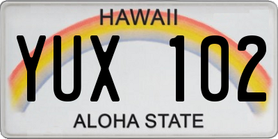 HI license plate YUX102