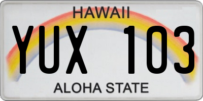 HI license plate YUX103