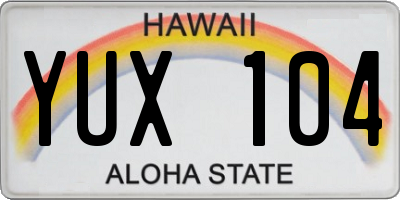 HI license plate YUX104
