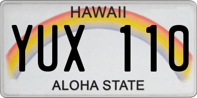 HI license plate YUX110