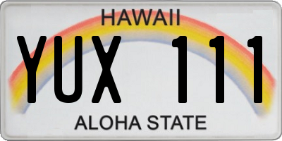 HI license plate YUX111