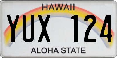 HI license plate YUX124