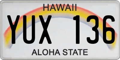 HI license plate YUX136