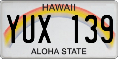 HI license plate YUX139