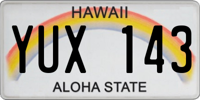 HI license plate YUX143