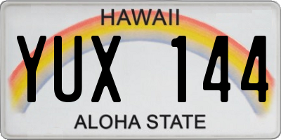 HI license plate YUX144
