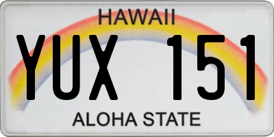 HI license plate YUX151