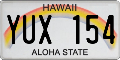 HI license plate YUX154