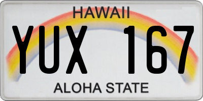 HI license plate YUX167